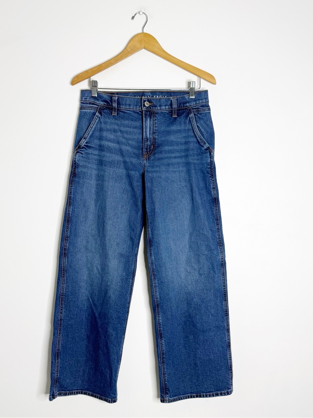 American Eagle StovePipe Jeans Size 6 Regular High Rise Wide Leg Medium Wash